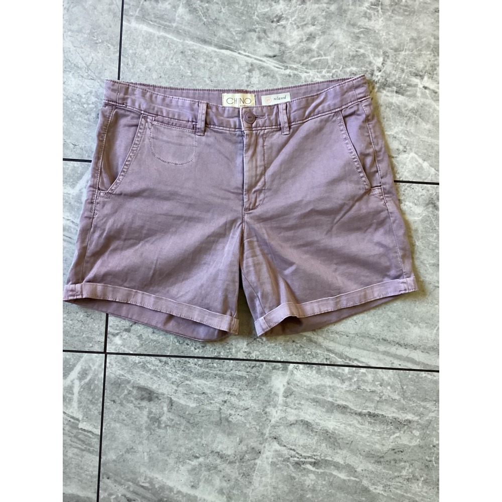 Anthropologie Chino Relaxed Shorts Purple Mauve Size 27 Cotton Blend Cuffed Hem